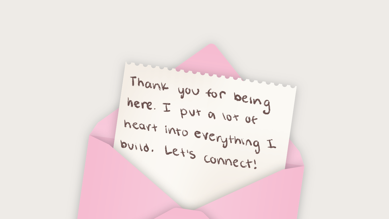 Pink envelope with a handwritten note